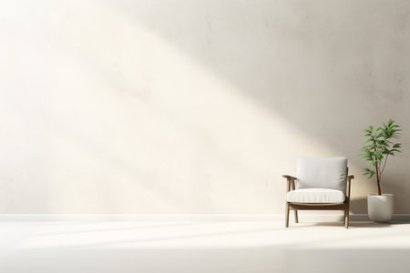 interior with armchair and plant. 3d rendering mock upの素材
