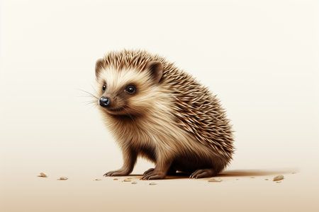 hedgehog on a beige background. 3d illustration.の素材