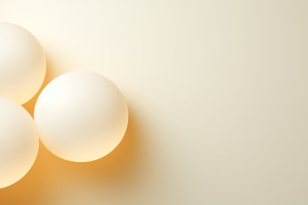 White balls on a light background. 3d rendering, 3d illustration.の素材