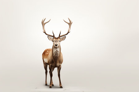 Deer with big antlers isolated on white background. 3d illustrationの素材