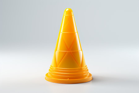 Traffic cone isolated on white background. 3d render illustration.の素材