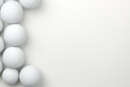 White abstract background with balls. 3D illustration. 3D rendering.の素材