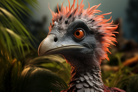 3d rendering of a red-necked vulture in a zooの素材