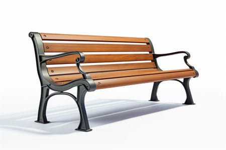 Wooden bench isolated on a white background. 3d rendering.の素材