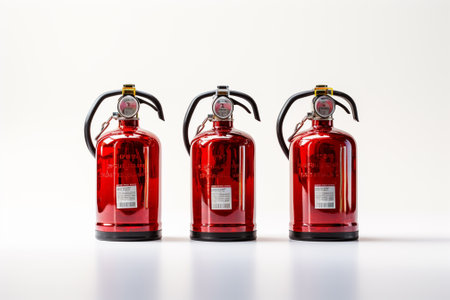 Fire extinguisher on white background. Studio shot. Isolated.の素材
