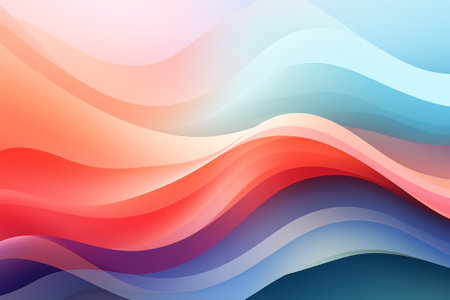 abstract background with smooth wavy lines in blue and orange colorsの素材