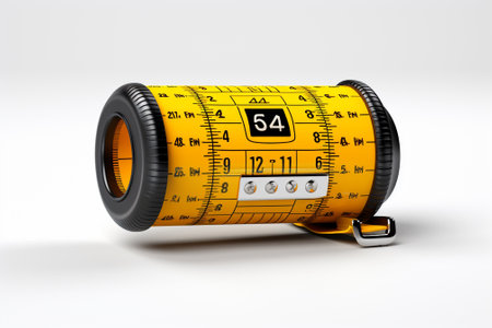 measuring tape isolated on white background. 3d render illustration.の素材