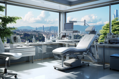 Interior of modern dental office with equipment. 3d rendering.の素材