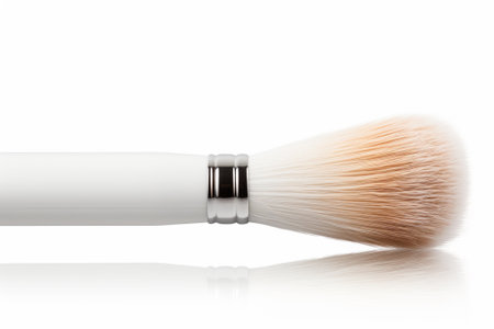 close up of  a make up brush on white background with reflectionの素材