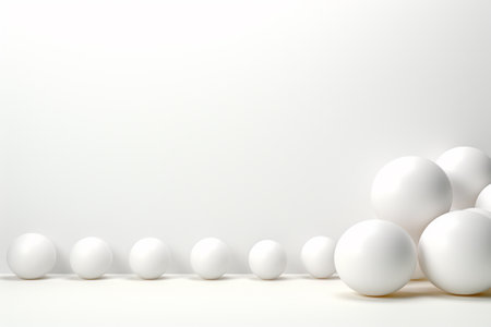 White abstract background with balls. 3d render illustration, 3d renderの素材