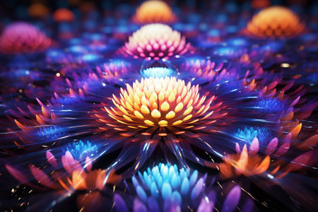 Abstract colorful fractal flower. Fantasy fractal texture. Digital art. 3D rendering.の素材