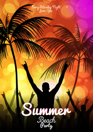 Summer Beach Party Flyer Template - Vector Illustrationのイラスト素材