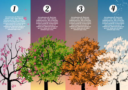 Four Seasons Banners with Abstract Trees - Vector Illustrationのイラスト素材