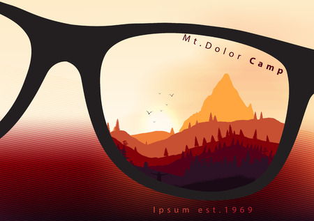 Colorful Countryside Mountain Ridges and Pine Fores - Vector illustrationのイラスト素材