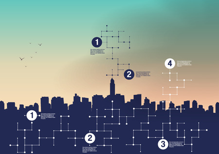 Fish eye View of a City Skylineのイラスト素材