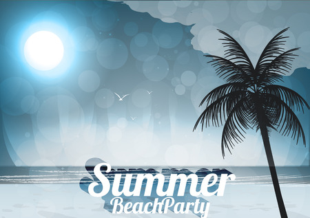 Night Seaside View Party Poster のイラスト素材