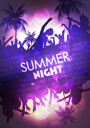 Summer Beach Party Vector Flyer - Vector Illustrationのイラスト素材