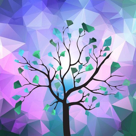 Polygonal Tree with Crystal Leafs - Vector Illustrationのイラスト素材