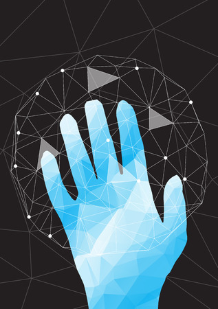 Hand Holding a Net Sphere, Social network のイラスト素材