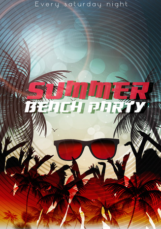 Summer Beach Party Flyer Template - Vector Illustrationのイラスト素材