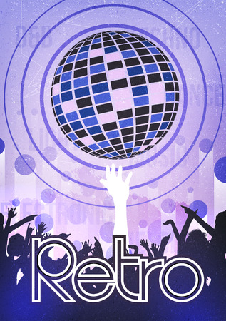 Retro Disco Party Poster Background Template - Vector Illustrationのイラスト素材