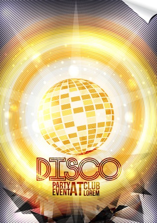 Retro Disco Party Invitation Poster Design - Vector Illustrationのイラスト素材