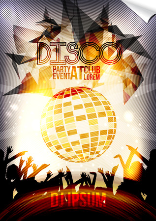 Retro Disco Party Invitation Poster Design - Vector Illustrationのイラスト素材