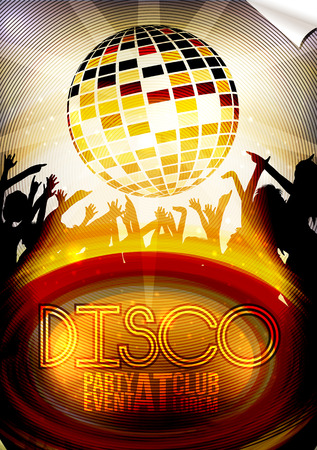 Retro Disco Party Invitation Poster Design - Vector Illustrationのイラスト素材