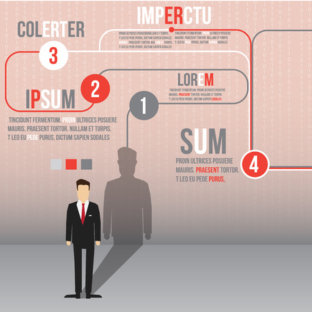 Businessman Insurance Company Agent Infographic Presentation Design -Vector Illustrationのイラスト素材