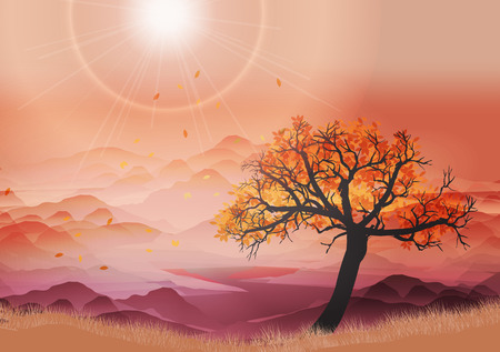 Autumn Abstract Tree - Vector Illustrationのイラスト素材