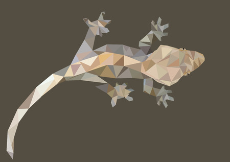 Abstract Low Poly Gecko, Crested gecko (Correlophus ciliatus) - Vector Illustrationのイラスト素材