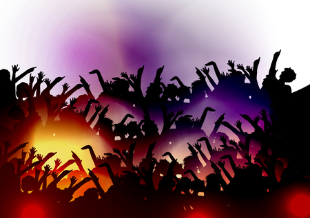 Party People Crowd, Festive Disco Event Background - Vector Illustrationのイラスト素材