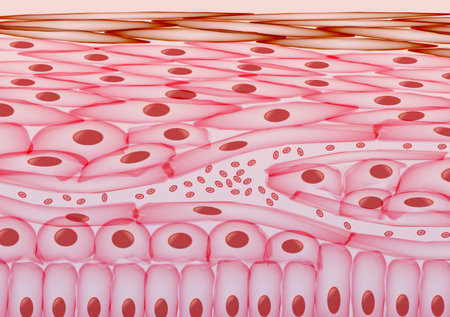 Blood in veins Under Skin Cells, Layers - Vector Illustrationのイラスト素材