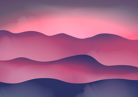 Mountains in the Fog at Sunsetのイラスト素材