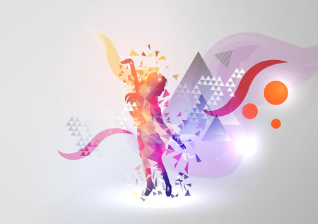 Dance Girl on Modern Abstract Backgroundのイラスト素材