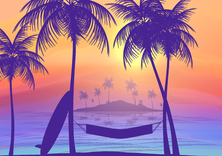 Summer Vacation Island Background - Vector Illustrationのイラスト素材