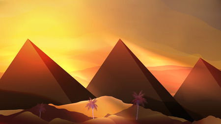 Abstract Pyramids and Sand Dunes - Vector Illustrationのイラスト素材