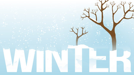 Winter Word with Trees and Falling Snow - Vector Illustrationのイラスト素材