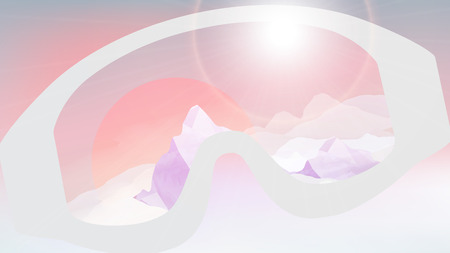 Ski Goggles Reflecting the Winter Mountains on Blurred Backgroundのイラスト素材