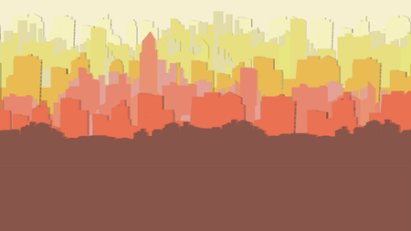 Paper-cut Style City Background with a Lots of Buildings - Vector Illustrationのイラスト素材
