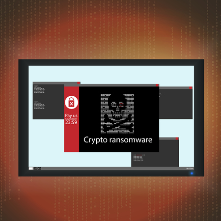 Malware, Ransomware Wannacry Crypto Virus Cyber security Breach - Vector Illustrationのイラスト素材