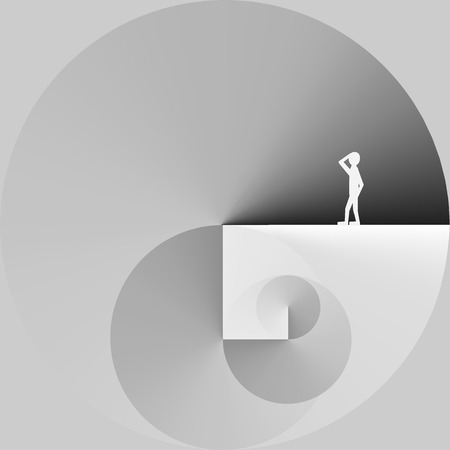 Man Standing in a Spiral of Work - Vector Illustrationのイラスト素材