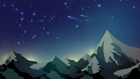 Mountain Tops on Starry Night Sky templateのイラスト素材