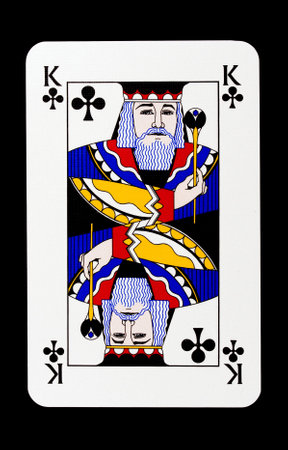 King of clubs isolated on blackのeditorial素材