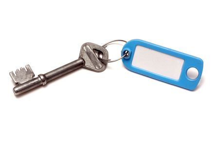 Blank tag and key isolated on whiteの写真素材