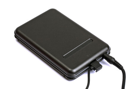 External hard drive on white background
