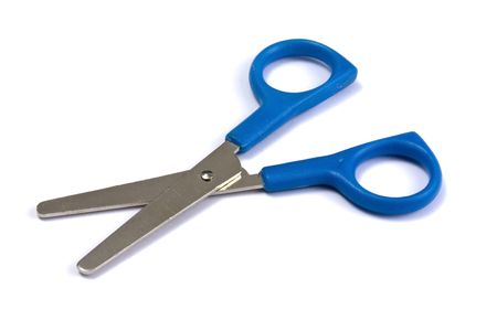 Blue handled scissorsの写真素材