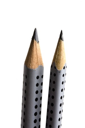pencils on focus isolated on whiteの写真素材