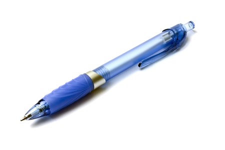Blue pen isolated on the white backgroundの写真素材