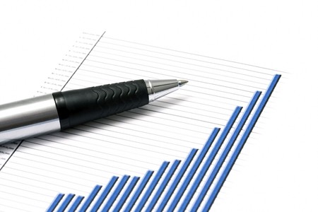 Business graph and a penの写真素材